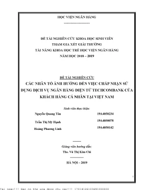 Nhân Tố Ảnh Hưởng Đến Việc Chấp Nhận Dịch Vụ Ngân Hàng