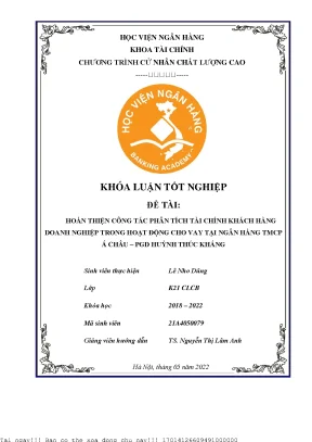Cải tiến phân tích tài chính doanh nghiệp trong cho vay