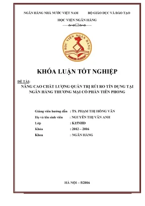 Nâng Cao Chất Lượng Quản Trị Rủi Ro Tín Dụng Tại Ngân