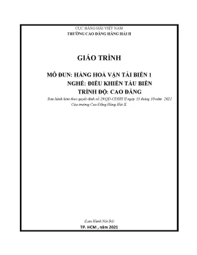 Giáo Trình Hàng Hoá Vận Tải Biển 1 - Trường Cao Đẳng 