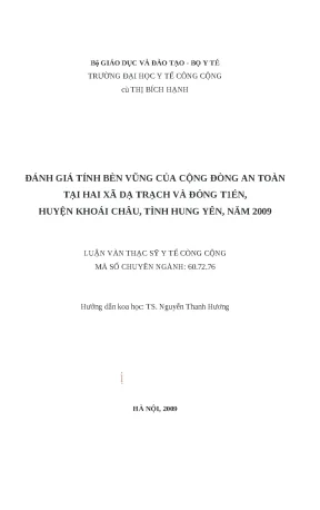 Đánh Giá Tính Bền Vững Cộng Đồng An Toàn Tại Hai Xã Dạ