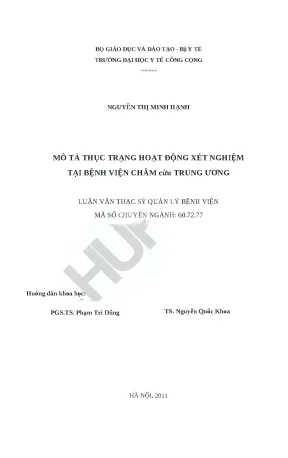 Thực trạng hoạt động xét nghiệm tại Bệnh viện Châm cứu