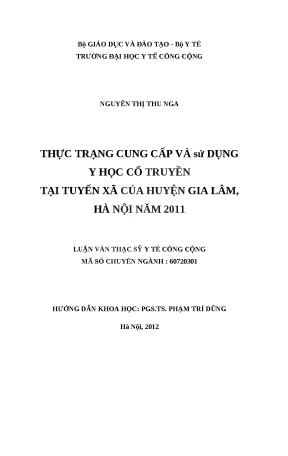 Thực trạng sử dụng y học cổ truyền tại huyện Gia Lâm, Hà
