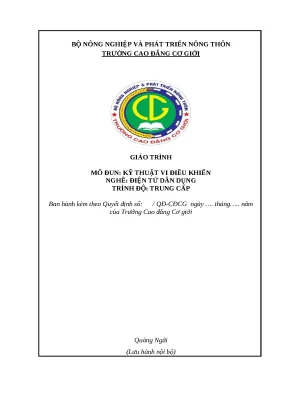 Giáo Trình Kỹ Thuật Vi Điều Khiển Nghề Điện Tử Dân Dụng 