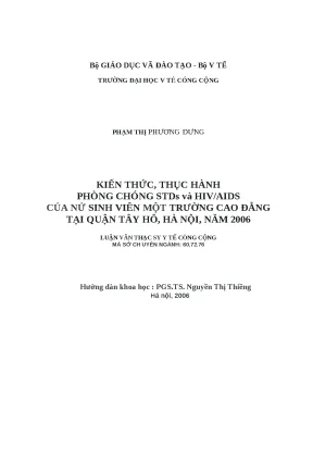 Kiến thức và thực hành phòng chống STDs và HIV/AIDS của 