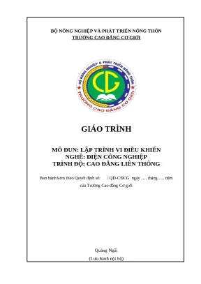 Giáo Trình Lập Trình Vi Điều Khiển Nghề Điện Công Nghiệp
