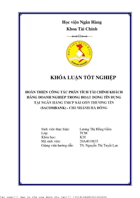 Phân Tích Tài Chính Khách Hàng Doanh Nghiệp Trong Hoạt