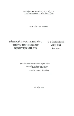 Đánh Giá Ứng Dụng Công Nghệ Thông Tin Trong Quản Lý Bệnh