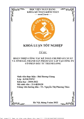 Cải Tiến Kế Toán Chi Phí Sản Xuất và Tính Giá Thành Sản