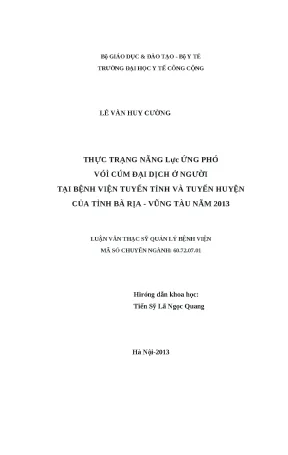 Năng lực ứng phó với cúm đại dịch tại bệnh viện tỉnh Bà