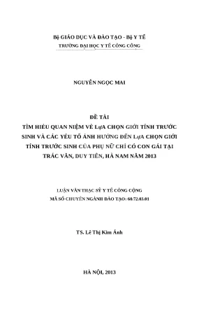 Nghiên cứu lựa chọn giới tính trước sinh và ảnh hưởng
