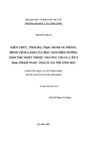 Nghiên cứu Kiến thức và Thái độ về Phòng bệnh Viêm gan B
