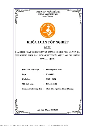 Giải pháp cho vay doanh nghiệp nhỏ và vừa tại BIDV Sở