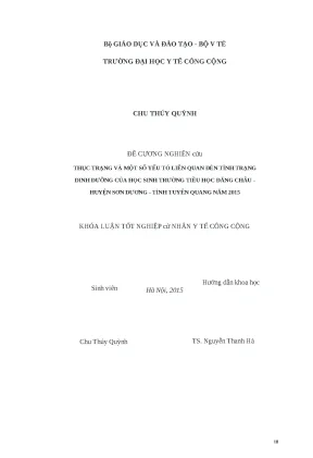 Tình Trạng Dinh Dưỡng Của Học Sinh Trường Tiểu Học Đăng 