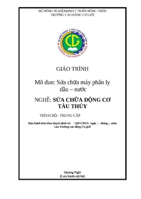 Giáo Trình Sửa Chữa Máy Phân Ly Dầu-Nước Cho Nghề Sửa