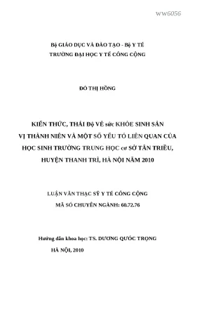 Nghiên cứu kiến thức và thái độ về sức khỏe sinh sản vị