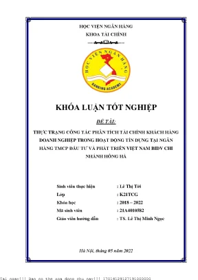 Phân Tích Tài Chính Khách Hàng Doanh Nghiệp Trong Hoạt
