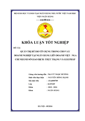 Quản Trị Rủi Ro Tín Dụng Trong Cho Vay Doanh Nghiệp Tại