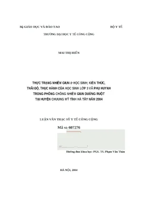 Thực trạng nhiễm giun ở học sinh lớp 3 và kiến thức