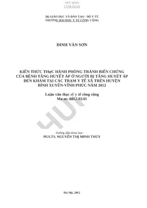 Kiến thức và thực hành phòng tránh biến chứng tăng huyết