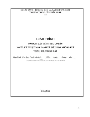 Giáo Trình Lập Trình PLC Cơ Bản Cho Nghề Kỹ Thuật Máy Lạnh