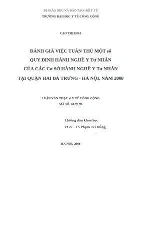 Đánh Giá Tuân Thủ Quy Định Hành Nghề Y Tư Nhân Tại Quận
