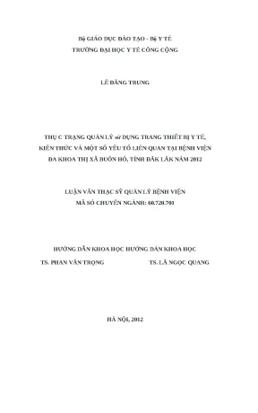 Thực trạng quản lý và sử dụng trang thiết bị y tế tại