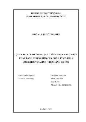 Quản Trị Rủi Ro Trong Nhận Hàng Nhập Khẩu Đường Biển Tại