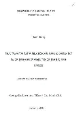Thực trạng và phục hồi chức năng cho người tàn tật tại