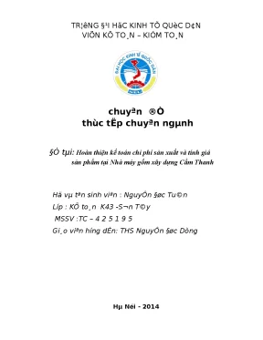 Cải tiến kế toán nguyên vật liệu tại công ty TNHH Cơ khí