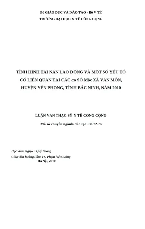Tình Hình Tai Nạn Lao Động Tại Cơ Sở Mộc Xã Văn Môn,