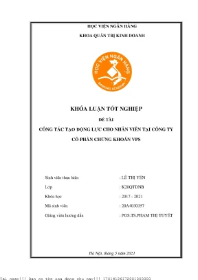 Tạo Động Lực Hiệu Quả Cho Nhân Viên Tại Công Ty Cổ Phần VPS