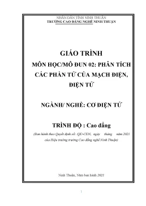 Giáo Trình Phân Tích Mạch Điện và Điện Tử Ngành Cơ Điện Tử