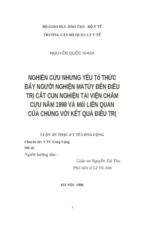 Yếu Tố Thúc Đẩy Người Nghiện Ma Túy Đến Điều Trị Cắt Cơn