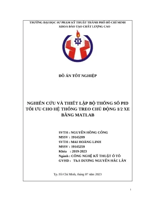 Tối ưu bộ thông số PID cho hệ thống treo chủ động 1/2 xe