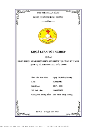 Cải Thiện Hệ Thống Kênh Phân Phối Sản Phẩm Tại Công Ty