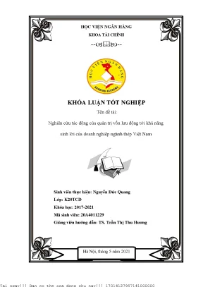Tác động của quản trị vốn lưu động đến khả năng sinh lời