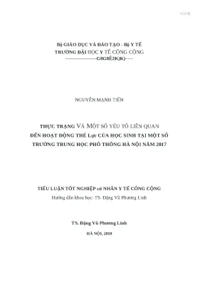 Thực trạng hoạt động thể lực của học sinh trung học phổ 
