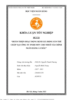 Cải Tiến Hoạt Động Định Giá Động Sản Thế Chấp Tại ACB