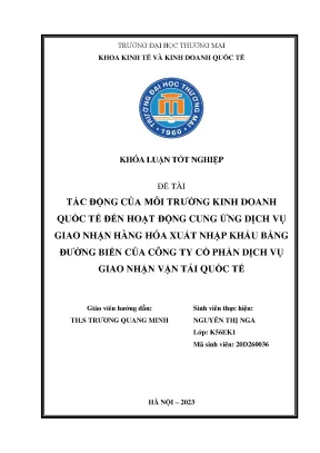 Tác động của môi trường kinh doanh quốc tế đến dịch vụ