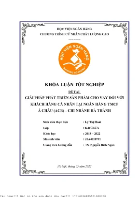 Giải pháp tối ưu cho vay cá nhân tại ngân hàng ACB Hà Thành
