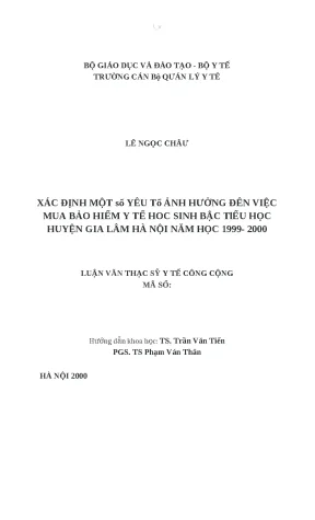 Yếu Tố Ảnh Hưởng Đến Việc Mua Bảo Hiểm Y Tế Học Sinh