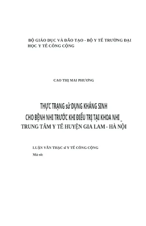 Kháng Sinh Cho Bệnh Nhi: Thực Trạng Sử Dụng Trước Khi