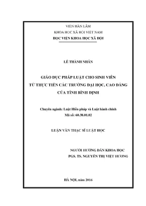 Giáo Dục Pháp Luật Cho Sinh Viên Từ Thực Tiễn Tỉnh Bình Định
