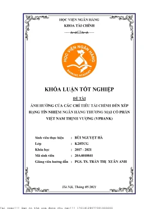 Ảnh hưởng của chỉ tiêu tài chính đến xếp hạng tín nhiệm