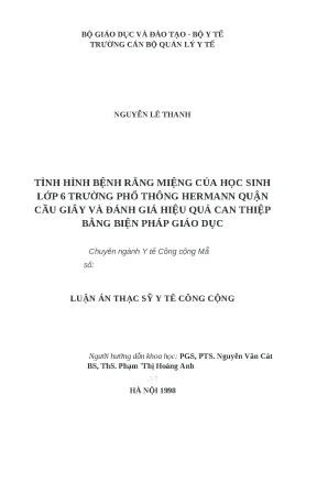 Đánh Giá Tình Hình Bệnh Răng Miệng Ở Học Sinh Lớp 6