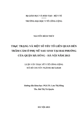 Trầm cảm sau sinh: Thực trạng và yếu tố ảnh hưởng tại Hà