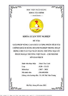 Nâng cao chất lượng phân tích tài chính khách hàng doanh