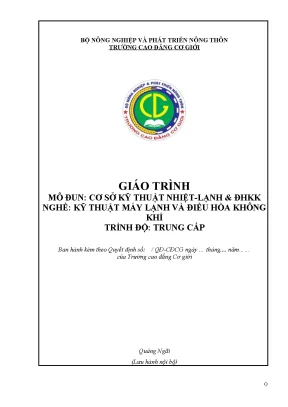 Giáo Trình Cơ Sở Kỹ Thuật Nhiệt-Lạnh và Điều Hòa Không Khí