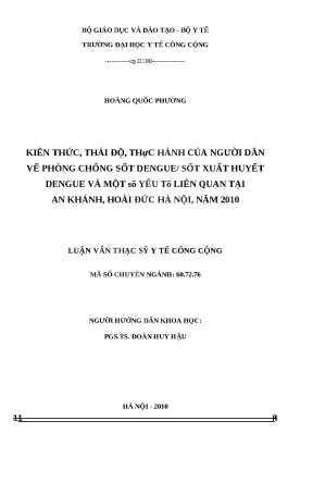 Kiến thức và Thái độ của Người Dân về Phòng Chống Sốt